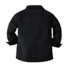 Printemps Automne Bébé Garçon Chemises Noir À Manches Longues Revers Cardigan Chemise Casual Enfants Gentleman Blouses Tops Tout-petits Garçons Vêtements 240223