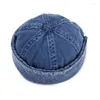 Berets Vintage Beanie Hat Jeans Sailor Docker Brimless Ajustável Hip-Hop Skullcap All-Match para Feminino Masculino