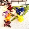 Fleurs décoratives 47Cm Iris Bouquet artificiel fausse plante en soie attachée à la main fête de mariage de la mariée ornement de bureau décoration de la maison