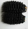 Tejp i Remy Human Hair Mongolian Kinky Curly 10quot26quot Double Sided Natural Human Hair Pu Hair Extensions 40piece7013266