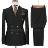 Kostymer 2023 Vita bröllopsdräkter för män 2 stycken Double Breasted Slim Form Formal Business Groom Wear Suit (Blazer+Pants) Dräkt Homme