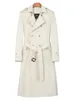 Superlange windjack heren Britse trenchcoat met dubbele rij knopen, middengrijze lange jurk lente en herfst over de knie mode thi 240219