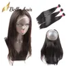 360 Lace Frontal Closure with Straight Brazilian Virgin Human Hair Bundles 3PCS Dyeable Hair Weave Julienchina1334538