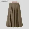 Dresses INCERUN American Style Fashion New Men's Solid Allmatch Pantalons Male Comfortable Hot Sale Trousers Pleated Long Skirts S5XL