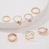 Cluster Rings Simple Pearl Stone Love Butterfly Ring Set For Women's Versatile Smooth Joint Seven Piece Wedding Jewelry