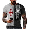 T-shirt da uomo T-shirt vintage da uomo 3D Crusades Camicia a maniche corte stampata Casual Estate Streetwear Top oversize T-shirt Vestiti