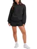 Kvinnors träningsdräkter kvinnors 2 -stycks träningssats Stylish Solid Color Pullover Sweatshirt och kör shorts med praktiska fickor - Perfekt