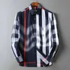 Men's T-Shirts Mens Shirt Designer Geometric Plaid Fashion burbrery Long Sleeve Polo Neck Shirt Single Row Button Classic Business High Cotton Bur Shirts 240301