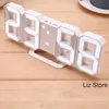 الأصالة 3D الساعات المنبه رقم LED على مدار الساعة غرفة نوم غرفة نوم Horloge أبيض الإطار الملون كلمة تزيين متعدد الوظائف