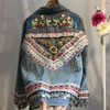 Women's Jackets Boho Inspired Denim EMBELLISHED DENIM coat bohemian gypsy bomber jacke outwear chaqueta 240301