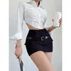 Jupes WOMENGAGA Spicy Girl Pocket Noir Slim Hip Jupe courte Femmes A-Line Demi Mode Sweet Skorts 2024 Été 1TX7