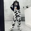 Frauen Hosen Straße Hip-hop Harajuku Mädchen Plaid Gedruckt Schwarz Und Weiß Hosenträger Arbeitskleidung Casual Overall