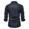Aiopeson marka elastyczna bawełniana koszula dżinsowa Mężczyźni Koszule Kowboju Kowboj
