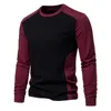 Mens Round Neck Color Blocking Long Sleeve Tshirt 240223