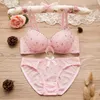 BH-Sets Sexy Set für Frauen Weiche Spitze Dessous Durchsichtige Unterwäsche Floraler Bügel-BH und Höschen