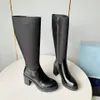 2024 Designer Knie Hoge Laarzen Platform Hakken Lederen Lange Vrouwelijke Booties Luxe Mujer Rits Chelsea Schoenen Voor Vrouwen