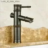 Robinets de lavabo de salle de bains Lavabo de salle de bains décoratif noir en laiton Antique, robinet mitigeur chaud et froid, robinet cascade de haute qualité Q240301