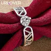 Bagues de cluster URLOVER 925 bague en argent sterling pour femme magnifique rond zircon cristal dame fête de mariage bijoux de mode cadeaux d'anniversaire