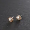 Stud Earrings FNJ 925 Silver For Women Jewelry 7mm Natural Freshwater Pearl Pure S925 Sterling Earring Enameling