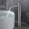 Grifos de lavabo de baño Tipo de lavabo grifo de agua fría individual soporte de acero inoxidable negro cepillado fregadero mezclador grifo lavabo accesorios de baño Q240301