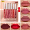 6 PÇS/SET Batom Líquido Matte No-stick Cup Long Lasting Lipgloss Hidratante À Prova D 'Água Lip Gloss Maquiagem Veludo Beleza 240301