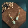 Boucles d'oreilles pendantes en Jade, plaqué or, argent Sterling 925, crochet ovale blanc 8mm, jolis bijoux de style occidental, cadeau pour femmes