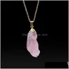 Hänge halsband Colorf Natural Stone Crystal Necklace Women White Pink Quartz Healing Chakra Men smycken gåva Drop Delivery Pendant DH7XC