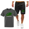 Vêtements de sport d'été pour hommes imprimés marque costume de fitness costume de course T-shirt décontracté ensemble short et haut respirant jogging vêtements de sport ensemble deux pièces pour hommes