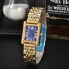 Luksusowe zegarek damskich zbiorników kwadratowe zegarki Diamond Premium Quartz Ruch Bransoletka ze stali nierdzewnej szafirowa szklana szklana wodoodporna Kobiet Kobiet Zwiedzanie #GD645