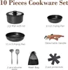 10 -częściowy zestaw doniczek i patelni, niesticta kuchnia indukcyjna z odłączonym uchwytem, ​​indukcyjna układacja kuchenna RV Zestawy naczyń kuchennych zdejmowane, bezpieczne dla piekarnika