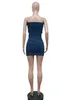 Work Dresses 10sets Wholesale Items Denim Skirt Suit Strapless Elastic Women 2024 Summer Fashion Y2k 2 Piece Set Sexy Bulk B11566