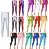 Outfit Womens Metallic Faux Leather Leggings Shiny Sexy Slimming Mid Midje Elastic Midjeband Skinny Pants for Outdoors Workout Yoga Pub