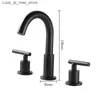 Rubinetti per lavandino del bagno 3PCS Rubinetti per lavabo da bagno neri Miscelatori caldi e freddi Facile installazione Miscelatore montato su piattaforma Rubinetto diffuso Q240301