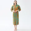 Robes décontractées Miyake Design original plissé imprimé à manches longues à manches longues robe à poitrine designer veste à capuche d'automne pour femmes