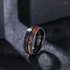 Trouwringen Somen 8mm Zwart Wolfraamcarbide Voor Mannen Hout Inlay Gegroefde Gehamerd Verlovingsband Mode-sieraden Bague Homme