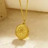 Ожерелья с подвесками из нержавеющей стали, 18-каратное позолоченное женское ожерелье от солнца, монеты, ювелирные изделия, подарки для девочек