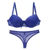 Set di reggiseni WENLI UNDERWEAR Reggiseno in pizzo Plus Size Panty Push Up Perizoma femminile 34 36 38 40 42 BCDE Cup Lingerie