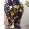 Bouteilles Style européen Vase en céramique décoration salon porcelaine pot de gingembre El couleur bleue avec motif de fleur Temple