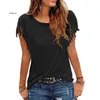 Kvinnors T-skjortor Summer Short Sleeve Tassel Fashion T-shirt Kvinna Enkel Crew Neck Basic Tops Leisure Ladies Streetwear Solid Tees