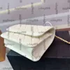 Womens Classic Pearl Metallic Top Handle Tote Wallet Bags With Gold Metal Hardware Matelasse Chain Crossbody Shoulder Handbags Multi Card Holder Pouch 19X10CM