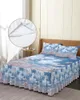 Bed Skirt Blue Sky Clouds Flowers Elastic Fitted Bedspread With Pillowcases Protector Mattress Cover Bedding Set Sheet