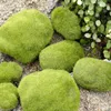 Flores decorativas pedras de musgo artificial diy decoração do jardim grama falsa madeira micro paisagem pedra verde simulação pedras blocos de rocha