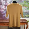 Women's T Shirts ALSEY High Quality Knitted Wool Sweater T-shirt 2024 Fall Inside V-neck Color Collision Female Long Sleeve Top