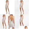 Basic Casual Dresses Womens Sexy Fringed V-Neck Slim Dress European And American Foreign Trade Style Drop Delivery Apparel Clothing Dhlr0