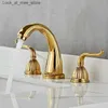 Bathroom Sink Faucets ZGRK antique brass decorative bathroom bathtub faucet two handed handle 3-piece basin mixer gold sink Q240301