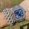 Luxo personalizado Iced Out zircon moissanite diamante relógio de pulso banhado a ouro masculino relógios de hip hop