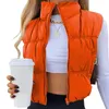 Gilets pour femmes Mode Femmes Hiver Gilet matelassé Couleur unie Léger Zip Col montant Gilet Veste sans manches S M L