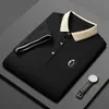 Dimasons New Summer Product Trendy Brand Mens Ice Porcelain Cotton cotton cotton cotteed Polo Shirt High-end Business Lapel Half Sleeved Han Shirt