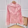 Damesblouses Satijnen overhemd Lente/zomer Losse Chinese stijl O-hals Bloemenkleding Mode Lange mouwen Damestop YCMYUNYAN