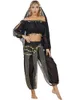 Stage Wear Set di costumi da danza del ventre da donna Bollywood Halloween Fancy Dress Top Harem Pants Sciarpa per fianchi Velo arabo